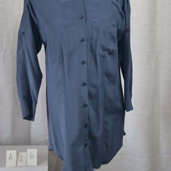 Three Dots Oversized Silk Button-Up Blouse - Small - Made in USA - Picture 2 of 5